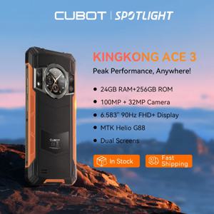 Cubot KingKong ACE 3, 초박형 러기드 스마트폰 안드로이드 14, 24GB RAM(8GB+16GB 확장), 256GB ROM, 6.583인치 FHD+ 90Hz 화면, 듀얼 스크린, 100MP 카메라, 32MP 전면 카메라, smartphone android 14, NFC, 실외 전화기, 장바구니에 추가, 7월 22일 판매