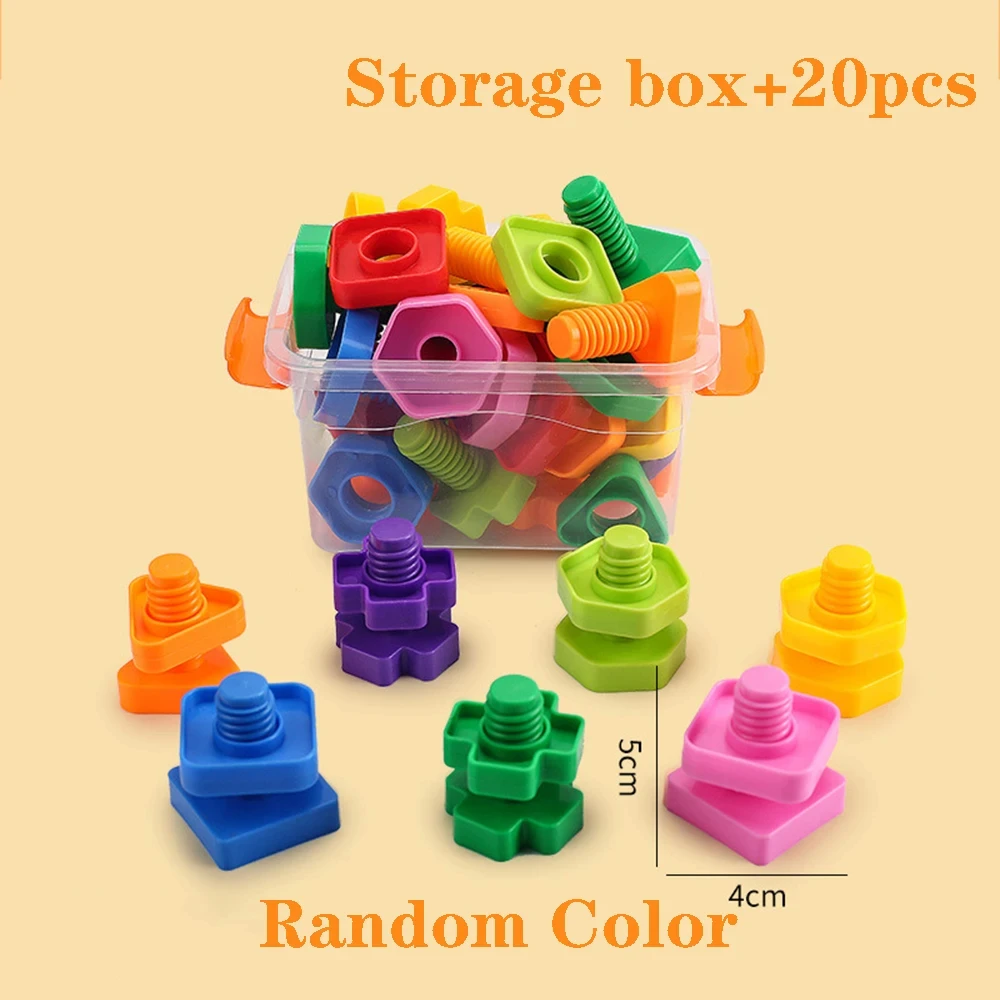 10/20pcs 세트 나사 빌딩 블록 어린이를위한 크리 에이 티브 모자이크 퍼즐 장난감 플라스틱 삽입 너트 모양 소년 교육 장난감