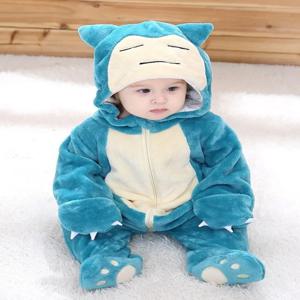 아기 코스프레 등산 바디 슈트 유아 애니메이션 신생아 Snorlax 공룡 역할 놀이 플란넬 보호 점프 슈트 할로윈 0-3 년 Cos