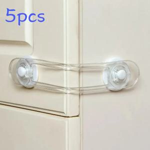 5PCS 새로운 어린이 다기능 안전 투명 안티 오프닝 소프트 벨트 안전 잠금 아기 서랍 잠금 냉장고 잠금