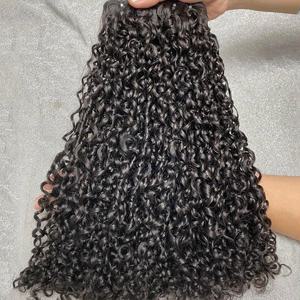 원시 베트남 픽시 곱슬 인모 번들, 인도 픽시 더블 드로잉 페루크 버진 킨키 곱슬 인모 연장, 100g