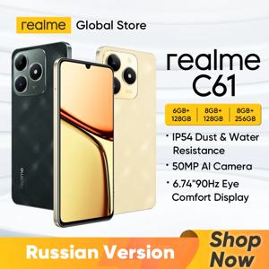 Realme C61 스마트폰 5000mAh 배터리, 15W SUPERVOOC 충전, 50MP AI 카메라, 90Hz 디스플레이, IP54 AI 엔진, 256GB NFC