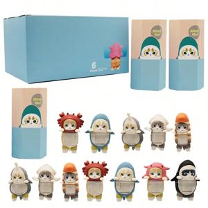 12PCS 5cm 써니 엔젤 블라인드 박스 상어 고양이 시리즈 애니메이션 피규어 룸 장식품 어린이 크리스마스 선물 고품질 장식품