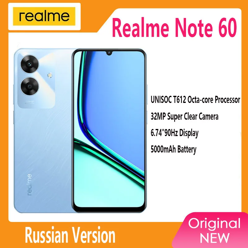 [재고] Realme 노트 60 스마트폰, 32MP 카메라, 6.74 인치 90Hz 디스플레이, 5000mAh 배터리, 128GB IP64, 강력한 옥타코어 칩셋