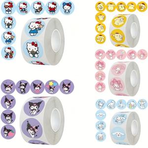 500pcs/롤 Sanrio Kawaii 스티커 헬로 키티 멜로디 Kuromi 수하물 낙서 장난감 데칼 장식 스티커 선물 클로저 스티커