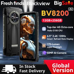 Blackview BV8200 견고한 휴대폰, 6.49 인치 2.4K 120Hz 디스플레이, Helio G100, 12GB, 256GB, NFC 손전등, 안드로이드 14 핸드폰