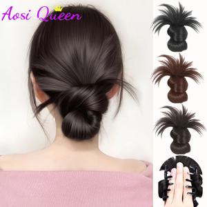 AOSIQUEEN 합성 낮은 묶인 치킨 깃털 볼 헤드 클로 클립 롤빵 게으른 롤빵 가발 가방 헤어 액세서리 여성에게 적합