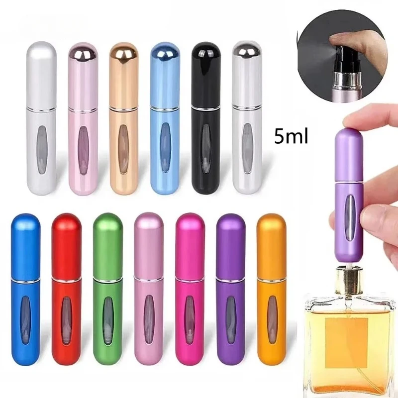 5 ml/pcs 스프레이 향수 펌프와 리필 형 금속 향수 병 휴대용 여행 화장품 용기 미니 스프레이 분무기 병