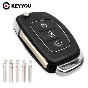 KEYYOU 3 버튼 접이식 플립 원격 키 쉘 자동차 키 케이스 현대 솔라리스 Ix35 Ix45 시리즈 자동 키 블랭크 케이스 Fob Uncut