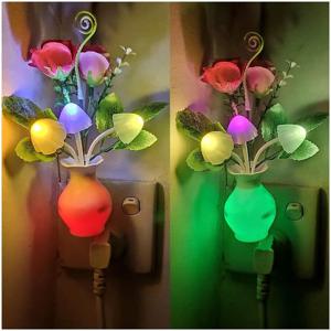 자동 센서와 0.5W LED 야간 조명 침실 욕실 거실 주방에 대 한 램프에 에너지 절약 장미 꽃 버섯 플러그