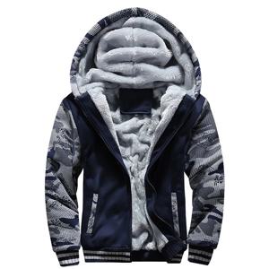 남성 겨울 자켓 위장 Thicken Jackets 후드 양털 Long Sleeve Down Jacket 남성 캐주얼 Streetwear 남성 의류