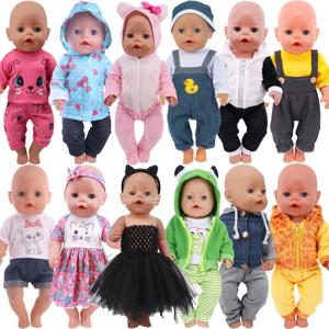 인형 아기 옷 Kittys 새끼 고양이 고양이 만화 드레스 신발 맞는 18 인치 미국 및 43cm 다시 태어난 새로 태어난 아기 인형 OG 소녀의 장난감 인형