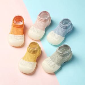 아기 양말 신발 어린이 유아 첫 워커 부드러운 미끄럼 방지 단독 니트 통기성 고무 바닥 신발 소년 & 소녀