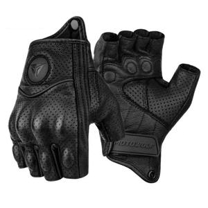 여름 오토바이 핑거리스 장갑 액세서리 염소 가죽 가죽 반 손가락 장갑 Motocross Gant Moto Guantes Moto Verano