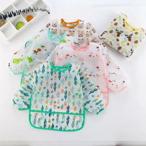 아기 Bibs 새로운 귀여운 어린이 아기 물건 유아 방수 긴 소매 아트 작업복 먹이 Bib 앞치마 어린이 0-6 년