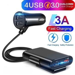 범용 4 포트 USB 차량용 충전기 앞 좌석 뒷좌석 QC3.0 차량용 충전기 용 빠른 충전 USB 어댑터 USB 고속 충전기