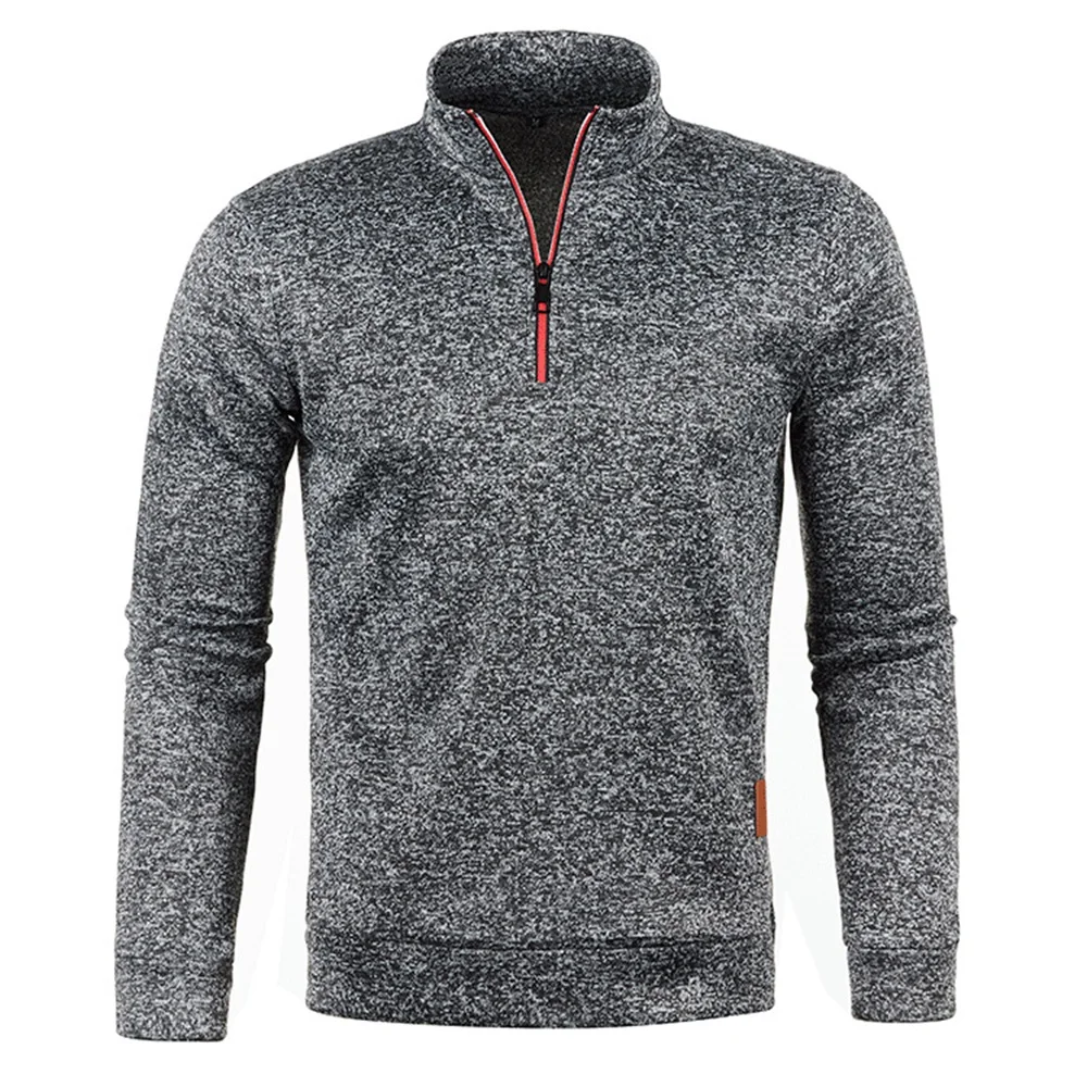 남성 풀오버 남성용 두꺼운 스웨터 남성용 하프 지퍼 풀오버 ​​Hoody Man Sweatshir 가을 솔리드 컬러 터틀넥 스웨터