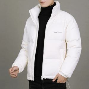 가을 겨울 신사복 스탠드 칼라 라이트 다운 재킷 한국 패션 특대 따뜻한 두꺼운 코트 화이트 오렌지 그린 블랙