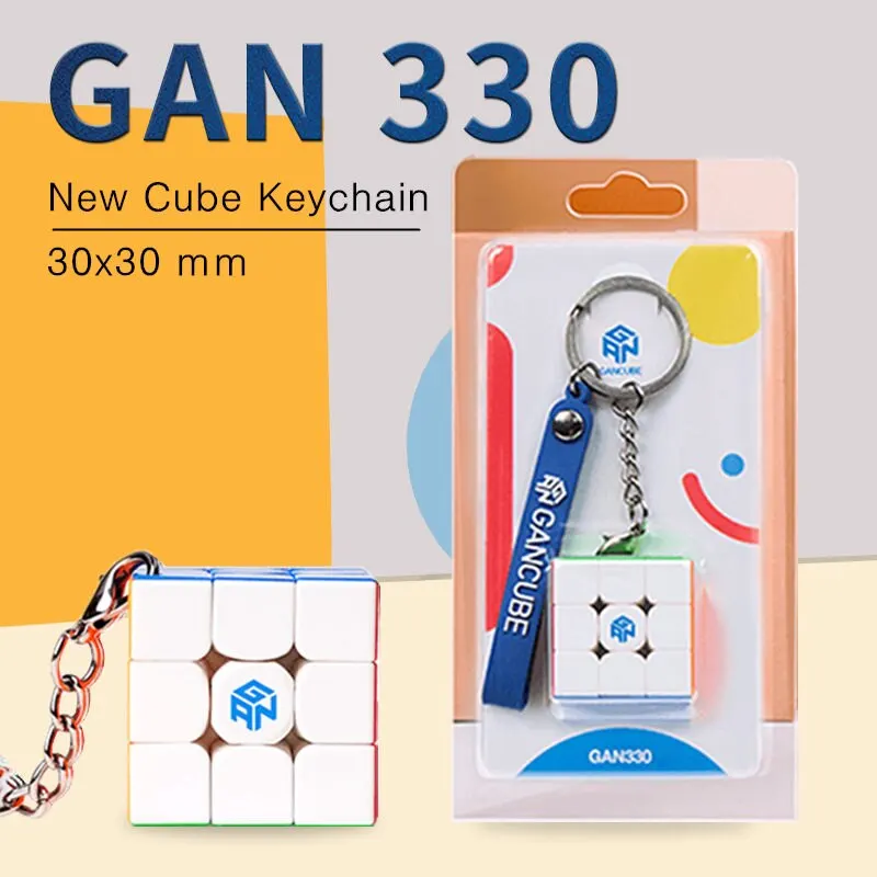 GAN 330 미니 3x3 키체인 큐브, 스티커리스 3x3 미니 스피드 큐브, 전문 매직 큐브 퍼즐 장난감, Gan330