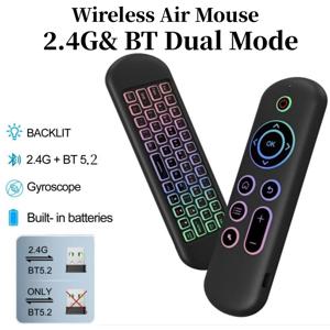 2.4G BT 5.2 원격 제어 무선 자이로 스코프 에어 마우스 안드로이드 스마트 TV 박스 PC 용 7 색 백라이트 USB 수신기 미니 키보드