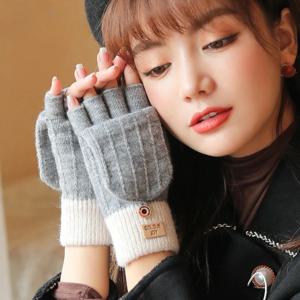 가을, 겨울 니트 남성과 여성 장갑 야외 방풍 따뜻함 FingerlessFlip 커버 모든 경기 모직 장갑
