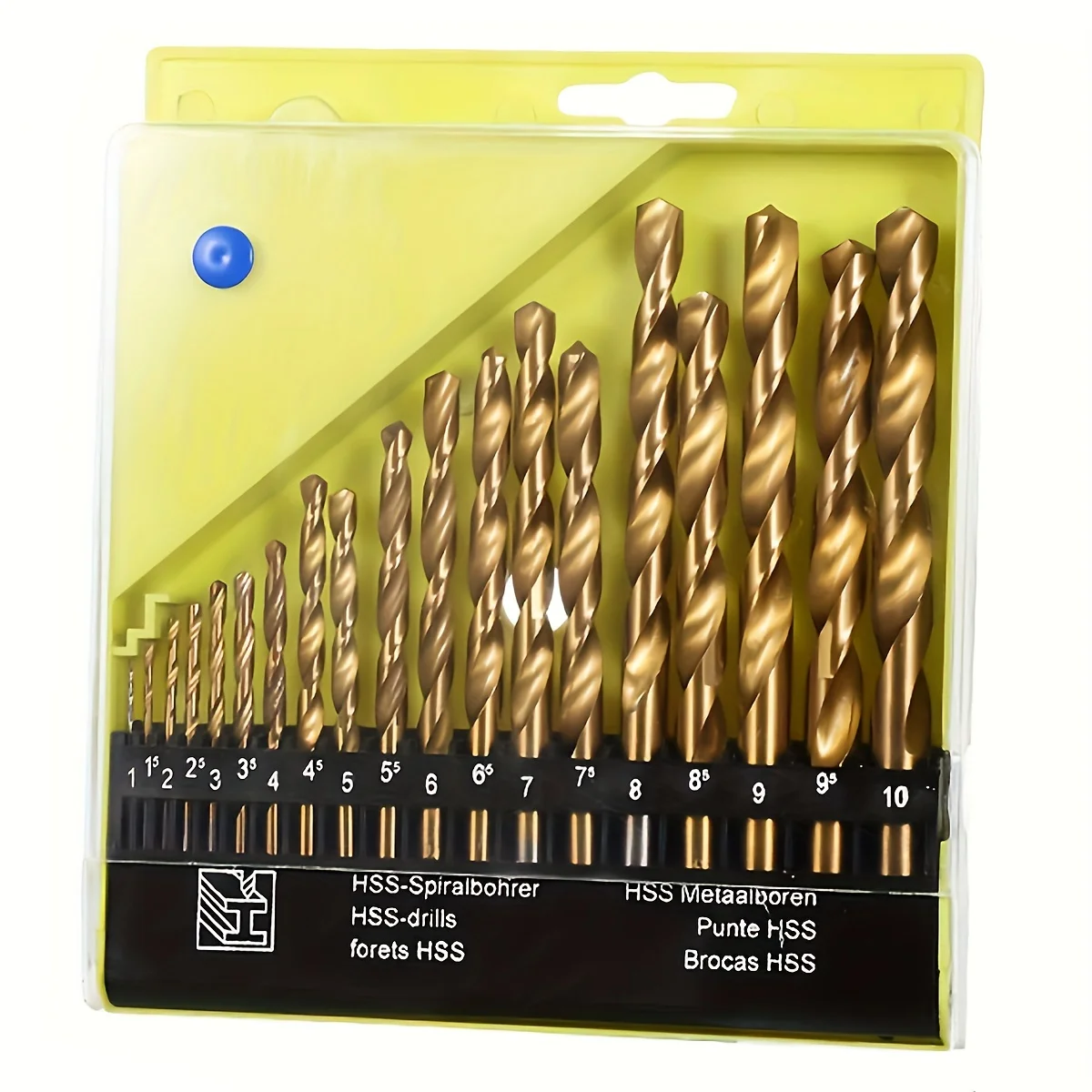 19pcs M35 코발트 라운드 스트레이트 핸들 미터법 드릴 비트 세트 스테인레스 스틸 하드 금속에 적합한 1mm-10mm 드릴 비트