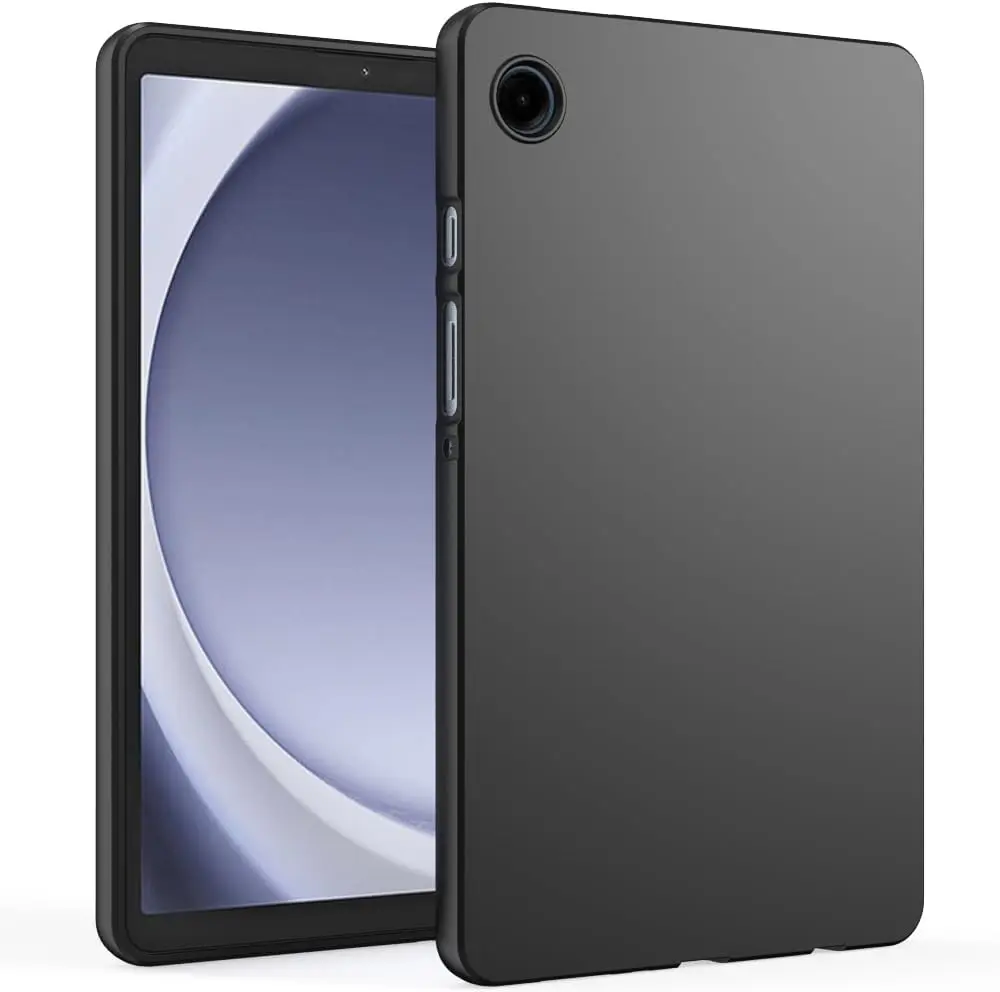 삼성 갤럭시 탭 A9 플러스 2023 10.9 S7 S8 S9 FE 플러스 울트라 12.4 실리콘 TPU 블랙 보호 쉘 뒷면 커버에 대한 소프트 케이스