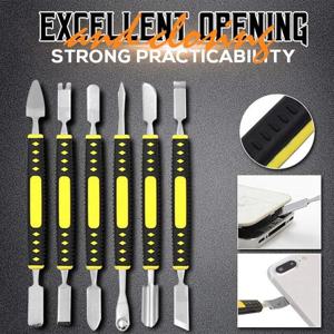 6PCS 금속 Crowbar Prying 오프닝 수리 도구 키트 휴대 전화 노트북 듀얼 헤드 금속 Spudger 홈 핸드 툴 세트