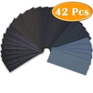 42Pc 습식 건식 사포 120 ~ 3000 그릿 구색 자동차 샌딩 목재 가구 마무리 용 연마 종이 시트 23*9 cm