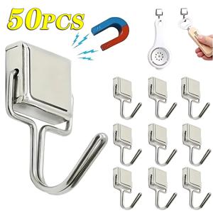 50PCS 강력한 자기 후크 다목적 스토리지 후크 홈 주방 바 스토리지 후크 키 스토리지 후크 욕실 옷걸이