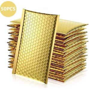 50pcs 버블 봉투 보내기 패키지 주머니 금속 금 포장 용품 두꺼운 우표 가방 메일러 소규모 비즈니스 배달