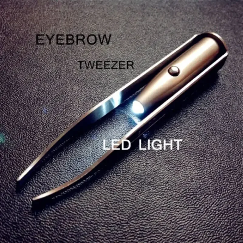1pc 휴대용 스테인레스 스틸 스마트 디자인 눈썹 머리 LED 라이트 메이크업 도구와 핀셋 제거