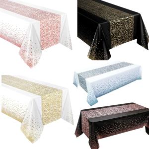 1pc 작은 폴카 도트 일회용 식탁보, 두꺼운 방수 PEVATablecloth, 홈 웨딩 생일 파티 장식, 54*108inch