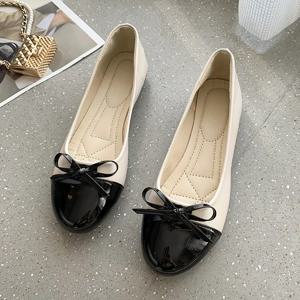 발레리나 여성용 플랫 슈즈 컴포트 미끄럼 방지 여성용 로퍼 가죽 플랫 우아한 Bowknot 여성용 싱글 슈즈 어머니 신발
