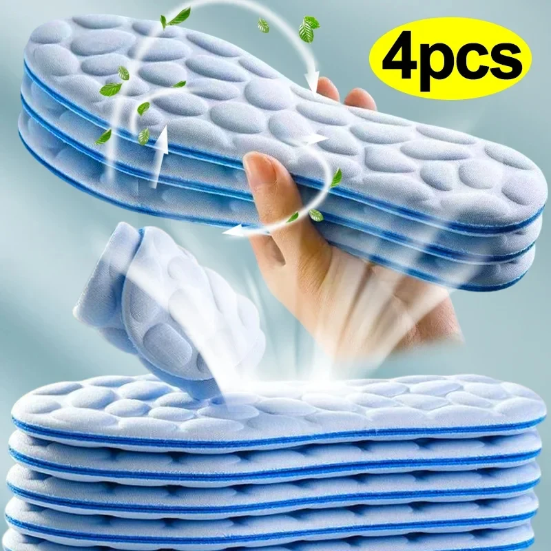 2/4pcs 스포츠 운동화에 대 한 부드러운 마사지 메모리 폼 Insoles 단독 통기성 쿠션 패드 여성 남성 피트 정형 Insoles