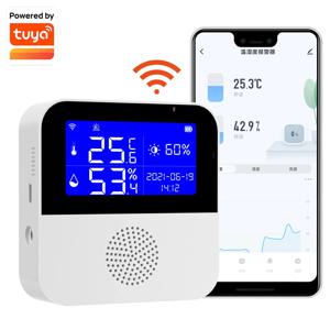 백라이트 LCD 디스플레이가 장착된 Tuya 스마트 WIFI 온도 및 습도 센서 실내 온도계 습도계 미터 지원 Alexa