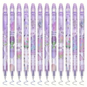 6pcs 튤립 지울 수있는 블랙/블루 젤 펜 Kawaii 젤 펜 (지우개 포함) 한국어 편지지 학생 소녀 선물 학교 사무용품
