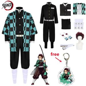 애니메이션 Kamado Tanjirou 코스프레 의상 악마 슬레이어 할로윈 코스프레 만화 Kimetsu No Yaiba 의상 성인 선물용 어린이를위한