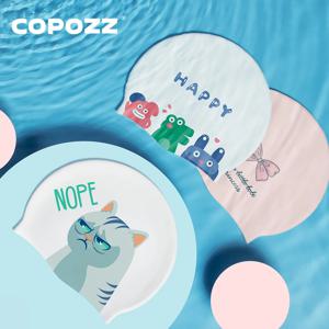 COPOZZ 수상 스포츠 여성 남성 수영 모자 귀 보호 긴 머리 대형 수영 풀 모자 전문 스포츠 방수 수영 모자