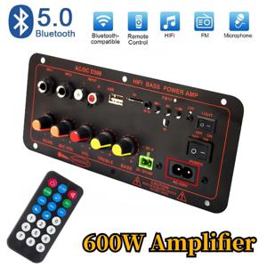 Bluetooth 5.0 오디오 600W 증폭기 보드 D300 서브우퍼 듀얼 마이크 AMP Amplificatore 모듈 12V 24V 220V 미디어 플레이어
