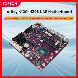 Topton 12세대 i3-N305 N100 2*Intel i226-V 2.5G NAS 마더보드 6베이 6*SATA3.0 소프트 라우팅 1*DDR5 4800MHz 방화벽 ITX 메인보드