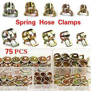 75Pcs 6mm/7mm/8mm/9mm/10mm 연료 스프링 클립 선택 진공 실리콘 호스 클램프 자동차 스프링 클립 연료 오일 워터 튜브 클램프