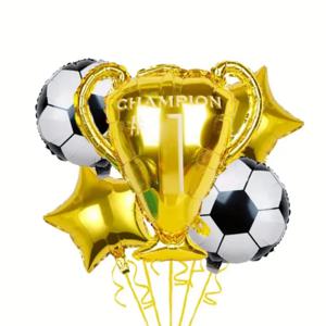 5pcs, 축구 챔피언 트로피 스타 호일 풍선, 스포츠 테마 PartyDecor, 생일 장식, 축하 장식, 교실 DecorAtm