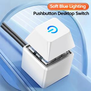 컴퓨터 데스크탑 스위치 1.8m 다채로운 LED 조명 PC 마더보드 외부 시작 전원 켜기 끄기 버튼 HomeOffice용 연장 케이블
