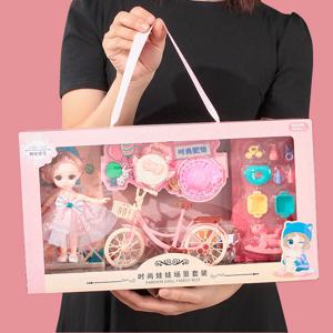 장난감 BJD 인형 소녀 선물 공주 가방 애완 동물 가게 자전거 공동 움직일 수있는 전체 세트 DIY 장난감 어린이 장난감 생일 크리스마스