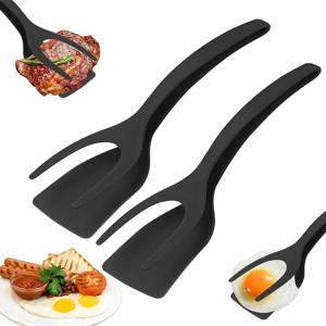 새로운 2 in 1 그립 플립 주걱 집게 계란 플리퍼 주걱 나일론 비 스틱 코팅 팬케이크 생선 프렌치 토스트 오믈렛 만들기 도구