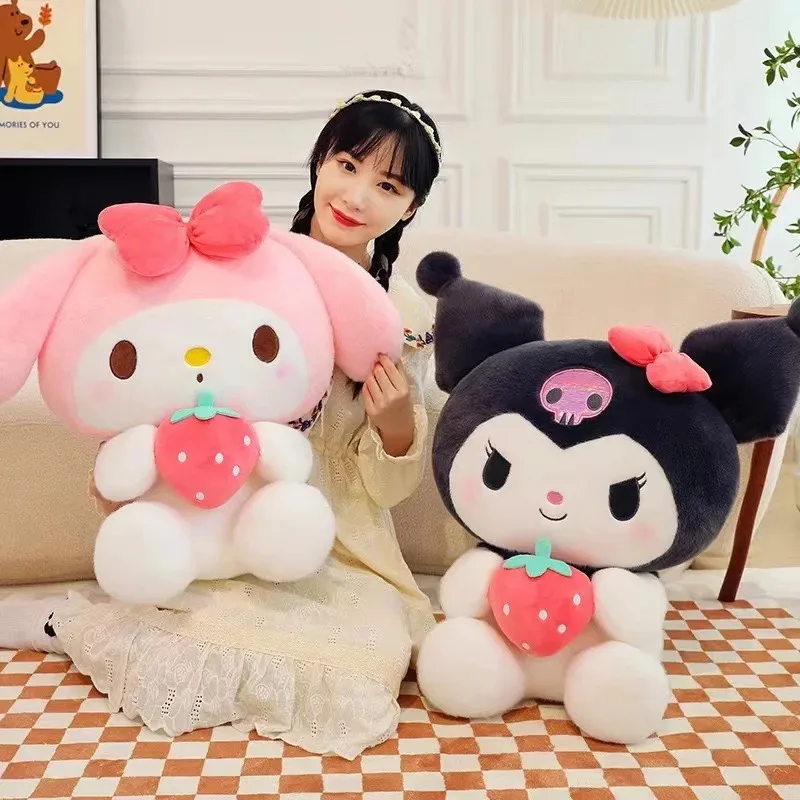 22/35cm Sanrio 딸기 Kuromi 베개 플러시 장난감 소녀 부드러운 인형 동물 장난감 딸기 멜로디 인형 선물