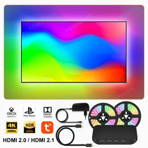 스마트 주변 TV Led 백라이트 4K HDMI 2.1 장치 동기화 상자 Led 스트립 조명 키트 Wifi Alexa 음성 Google Assistant Control
