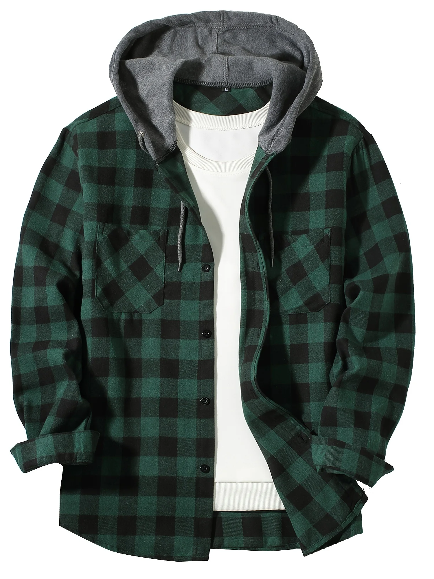 남성용 루즈 체크 무늬 후드 셔츠, 캐주얼 긴팔 셔츠, 스트리트 StyleS-3XL, 라지 사이즈 패션, 용수철 가을 신상 코트