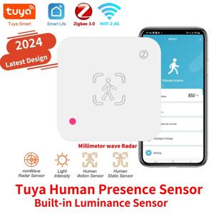Tuya Zigbee WiFi 인간 존재 센서 스마트 홈용 휘도 센서가 있는 MmWave 레이더 탐지기 스마트 라이프 PIR 센서 교체